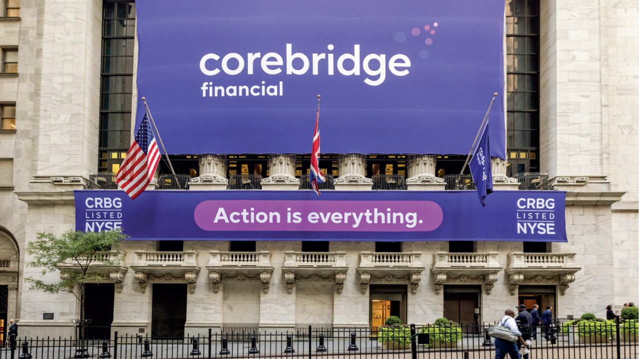 Corebridge Financial IPO; Stock Exchange on Wall St.
