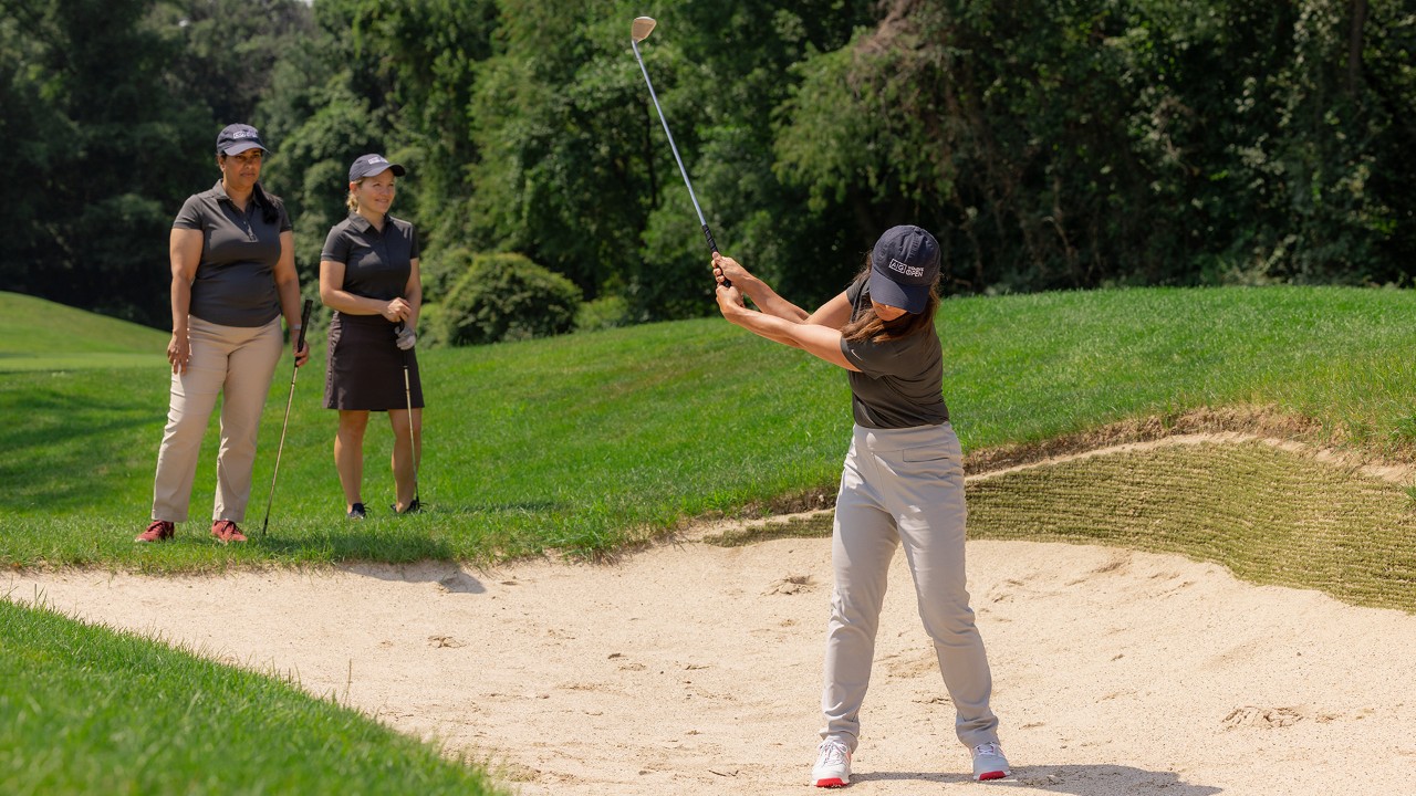 U.S. golf skills group playing golf; featuring: Anupama Chandrasekhar, Lorraine McKay, Nathalie Dean